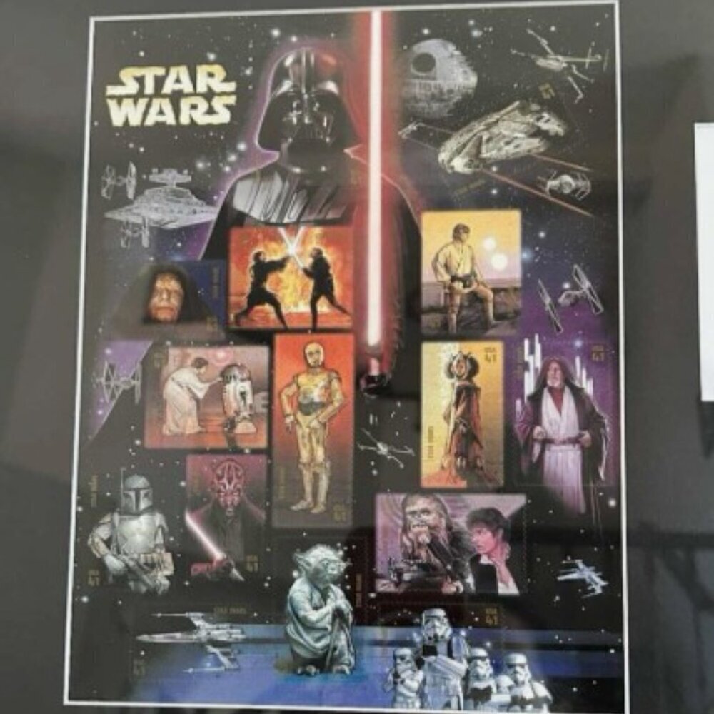 Framed 2007 Star Wars 1st Day of Issue Stamp Sheet 67/200 18”x13” - Picture 3 of 5